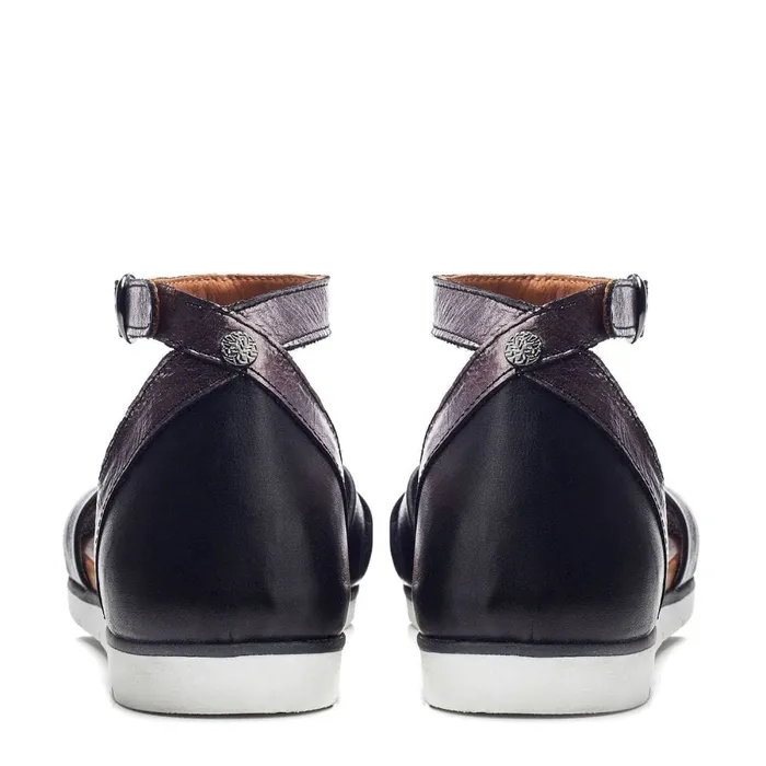 Flat Sandals Women Moda In Pelle Bsoleful BSensi Black Leather