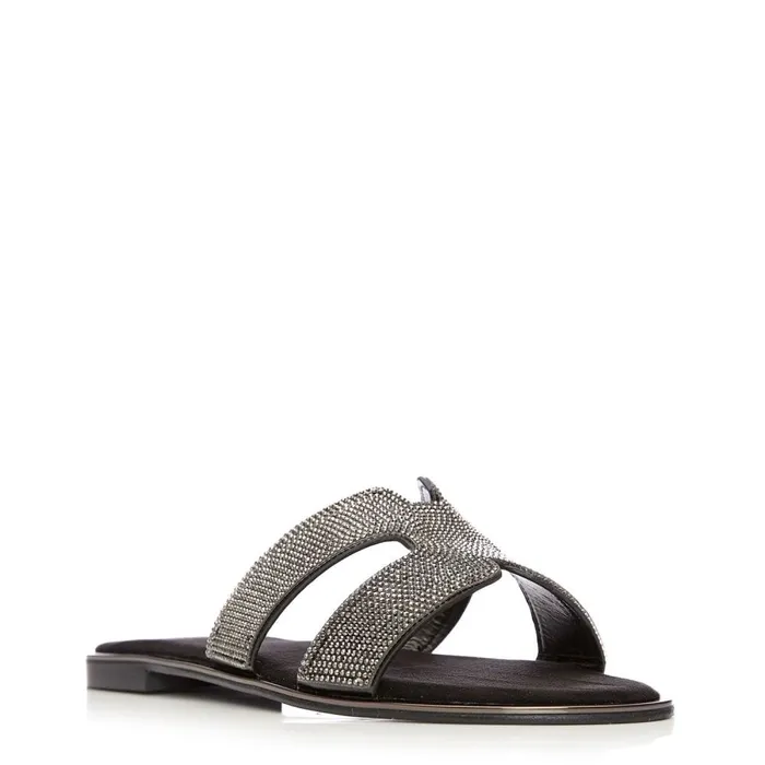 Flat Sandals Women Moda In Pelle Ormay Black Textile