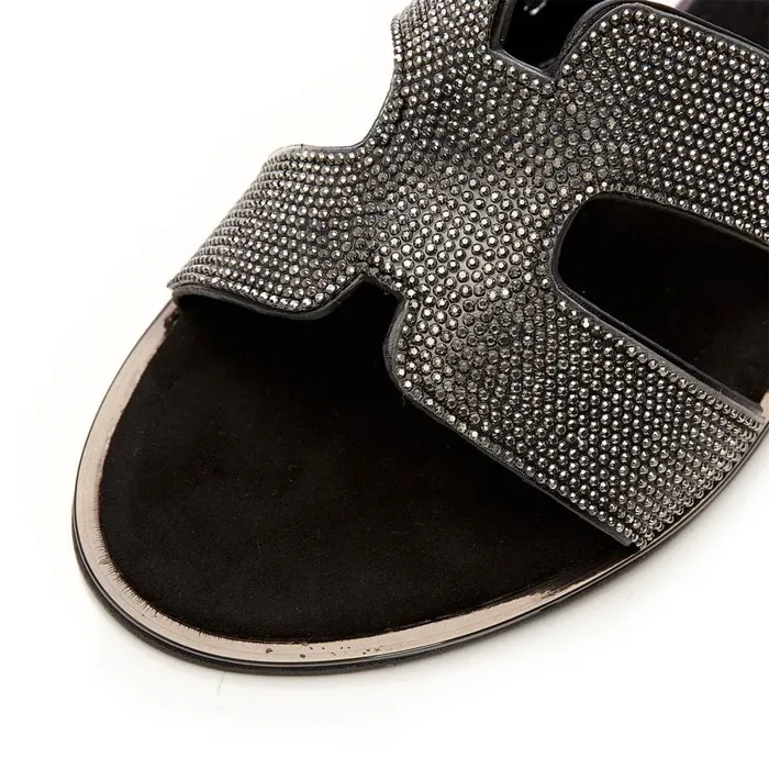 Flat Sandals Women Moda In Pelle Ormay Black Textile