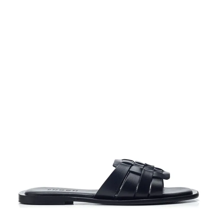 Flat Sandals Women Moda In Pelle Shoon Sh Athol Black Leather