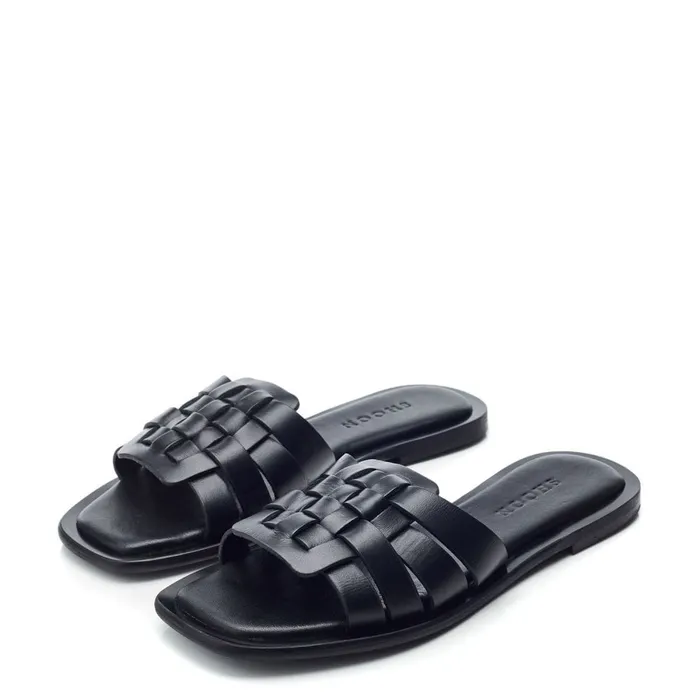 Flat Sandals Women Moda In Pelle Shoon Sh Athol Black Leather