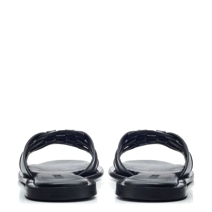 Flat Sandals Women Moda In Pelle Shoon Sh Athol Black Leather