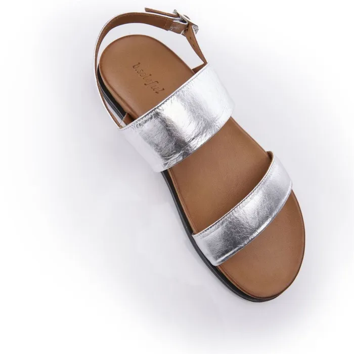 Flatform Sandals Women Moda In Pelle Bsoleful BJune Silver Leather