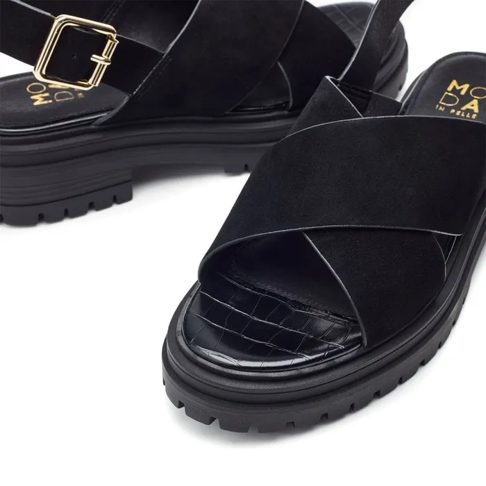 Flatform Sandals Women Moda In Pelle Marria Black Suede