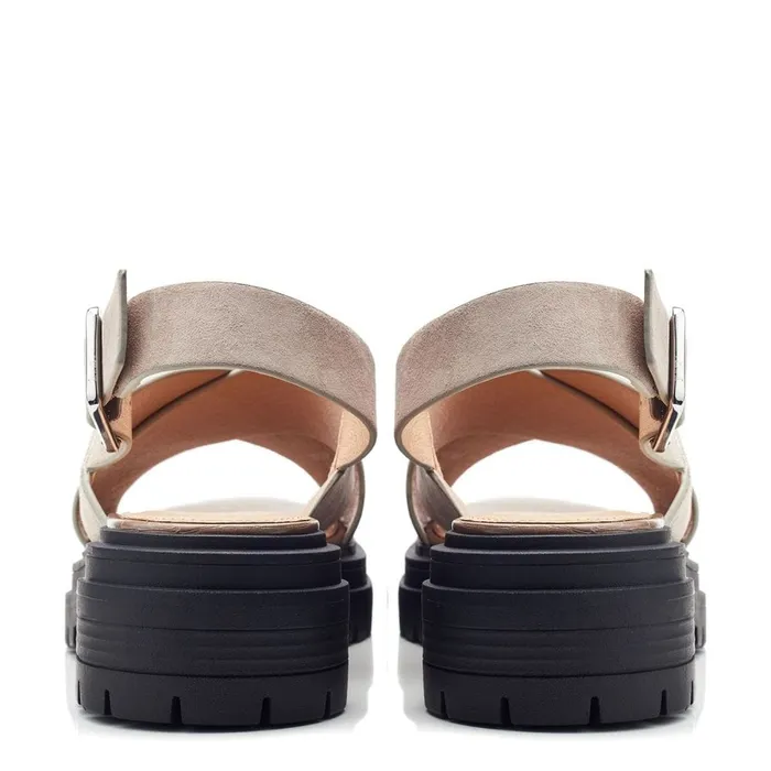 Flatform Sandals Women Moda In Pelle Marria Taupe Suede