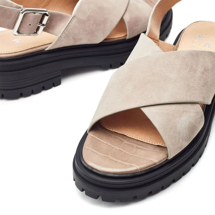 Flatform Sandals Women Moda In Pelle Marria Taupe Suede