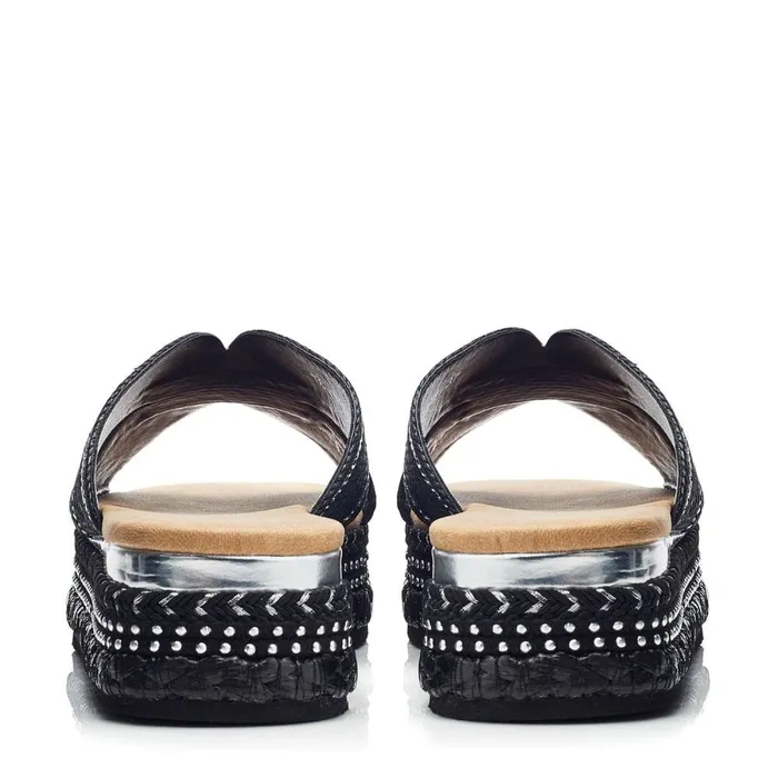 Flatform Sandals Women Moda In Pelle Naiah Black Textile