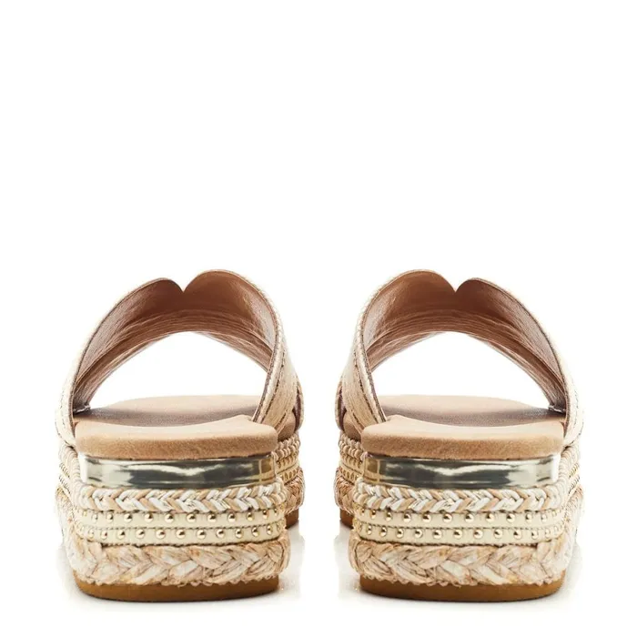 Flatform Sandals Women Moda In Pelle Naiah Off White Textile