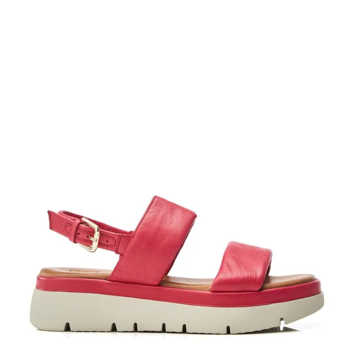 Flatform Sandals Women Moda In Pelle Netty Raspberry Leather