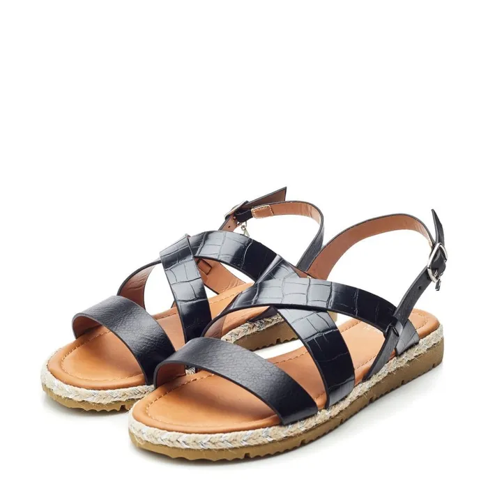 Flatform Sandals Women Moda In Pelle Neyma Black Porvair