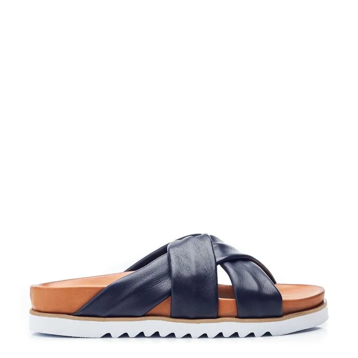 Flatform Sandals Women Moda In Pelle Norrina Navy Leather