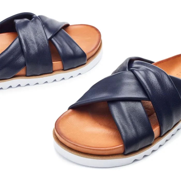 Flatform Sandals Women Moda In Pelle Norrina Navy Leather