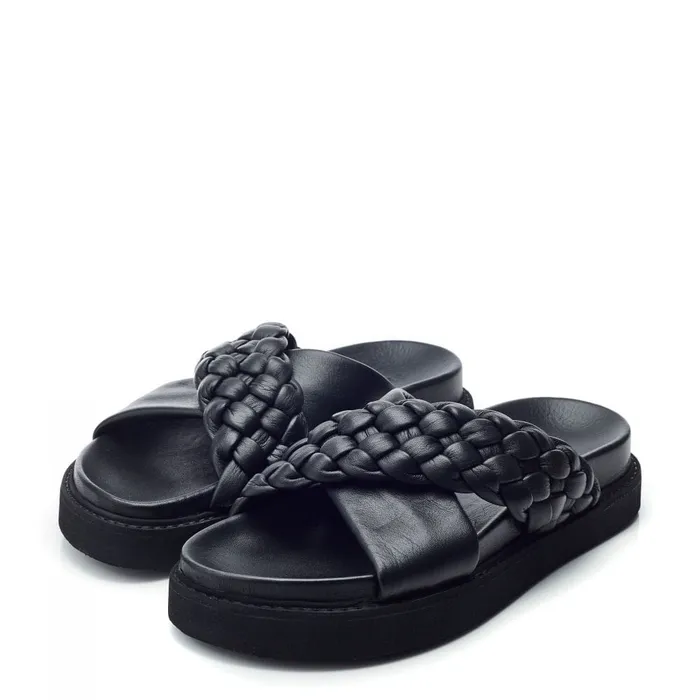 Flatform Sandals Women Moda In Pelle Shoon Sh Aimee Black Leather