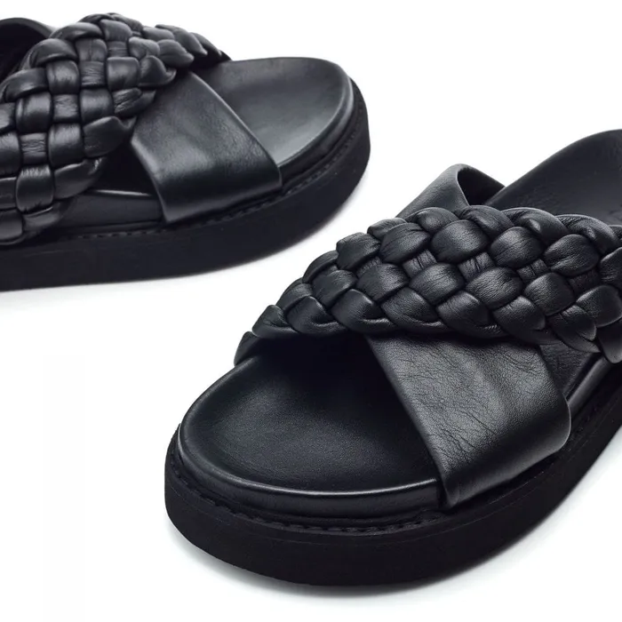 Flatform Sandals Women Moda In Pelle Shoon Sh Aimee Black Leather