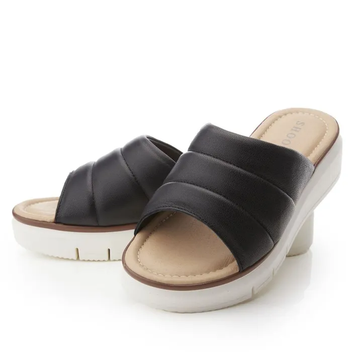 Flatform Sandals Women Moda In Pelle Shoon Sharay Black Leather