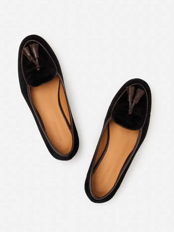 Flats Women JMcLaughlin Cecily Velvet Loafers Black Flats Women JMcLaughlin Cecily Velvet Loafers Black