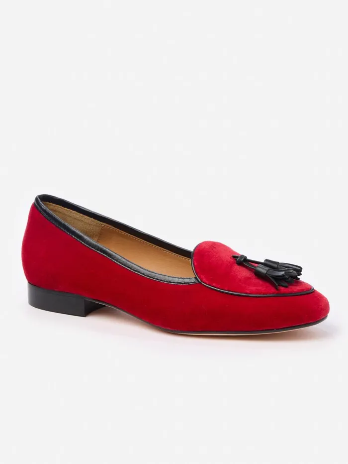 Flats Women JMcLaughlin Cecily Velvet Loafers Red