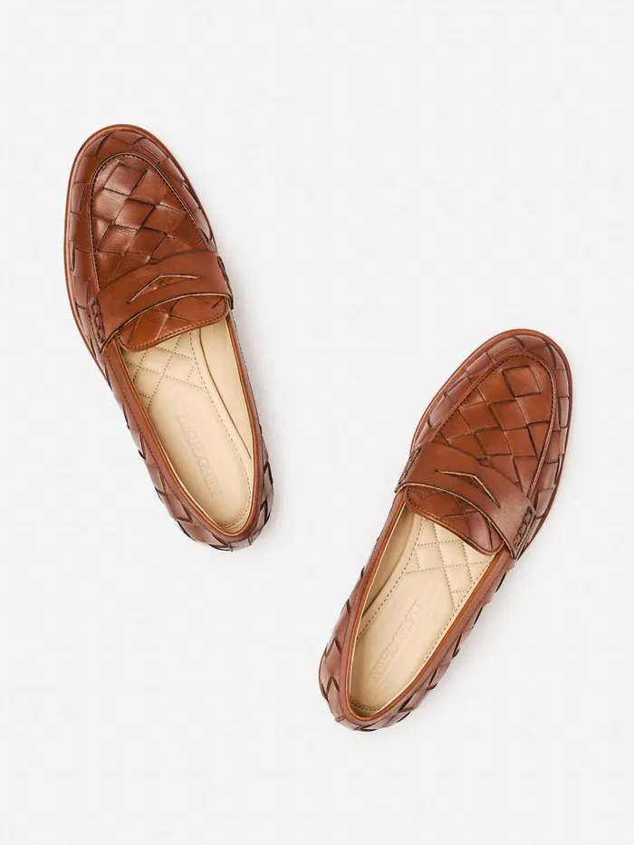 Flats Women JMcLaughlin Concetta Woven Leather Loafers Saddle Flats Women JMcLaughlin Concetta Woven Leather Loafers Saddle