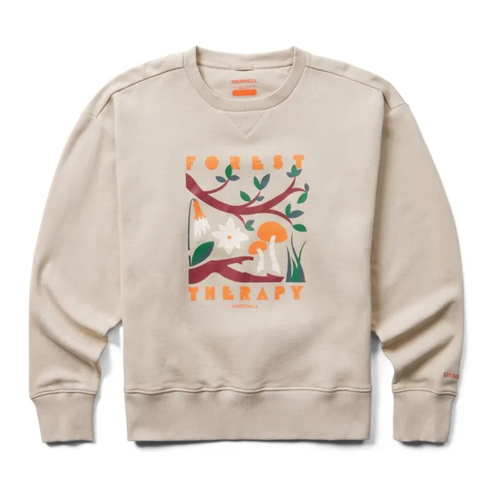 Forest Therapy Fleece Crewneck Oyster Grey Women Merrell Tops