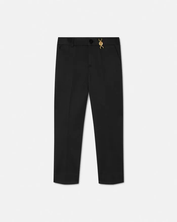 Formal Gabardine Kids Pants Black Children Versace Clothing