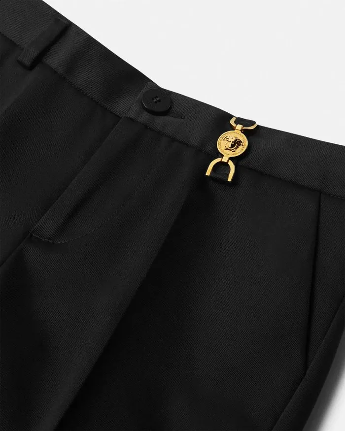 Formal Gabardine Kids Pants Black Children Versace Clothing