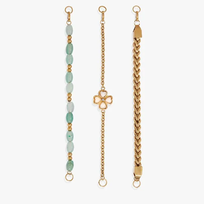 FourLeaf Clover Stranded Bracelet Set Stainless Steel Gold Women Alex And Ani Fine Jewelry FourLeaf Clover Stranded Bracelet Set Stainless Steel Gold Women Alex And Ani Fine Jewelry