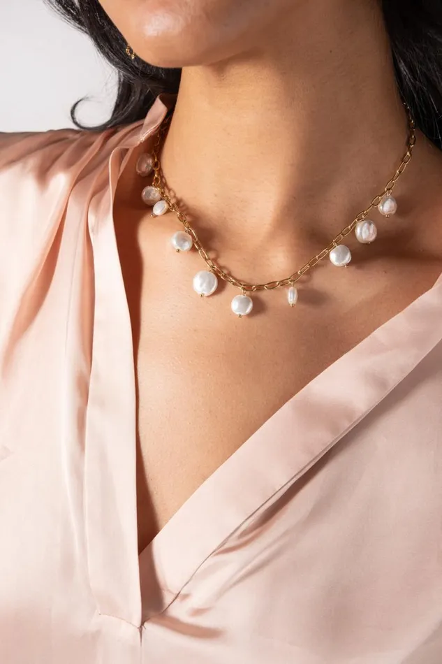 Freshwater Pearl Necklace Stainless Steel Gold Women Alex And Ani Necklaces
