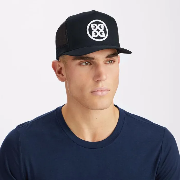 GFORE CIRCLE G039S COTTON TWILL TALL TRUCKER HAT Onyx Men Hats GFORE CIRCLE G039S COTTON TWILL TALL TRUCKER HAT Onyx Men Hats