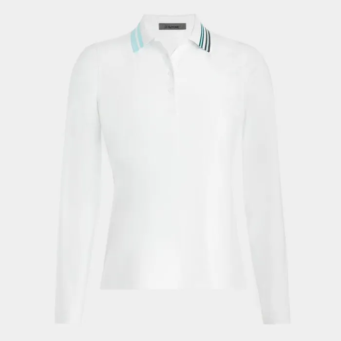 GFORE CONTRAST RIB COLLAR SILKY TECH NYLON POLO Snow Women Polos and Shirts