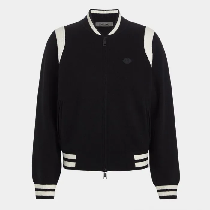 GFORE CONTRAST STRIPE KNIT BOMBER JACKET Onyx Women Outerwear