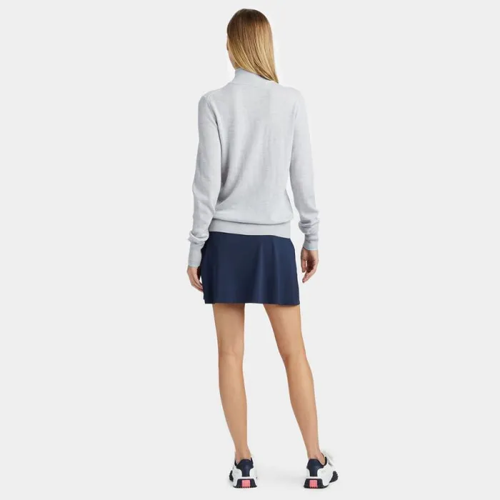 GFORE CONTRAST TIPPED MERINO WOOL QUARTER ZIP SWEATER Heather Grey Women Sweaters