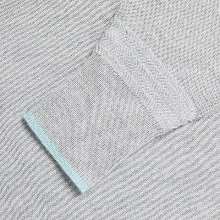 GFORE CONTRAST TIPPED MERINO WOOL QUARTER ZIP SWEATER Heather Grey Women Sweaters