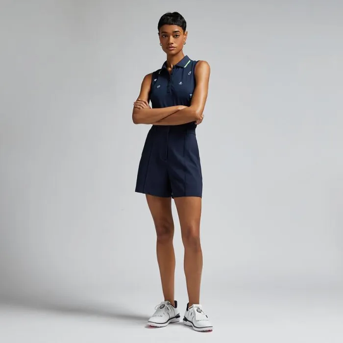 GFORE EMBROIDERED ICON TECH PIQU SLEEVELESS POLO Twilight Women Polos and Shirts GFORE EMBROIDERED ICON TECH PIQU SLEEVELESS POLO Twilight Women Polos and Shirts