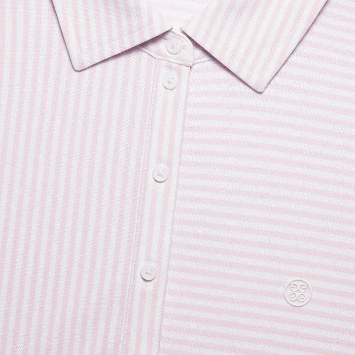 GFORE FEEDER STRIPE TECH PIQU SLEEVELESS POLO Blush Women Polos and Shirts GFORE FEEDER STRIPE TECH PIQU SLEEVELESS POLO Blush Women Polos and Shirts