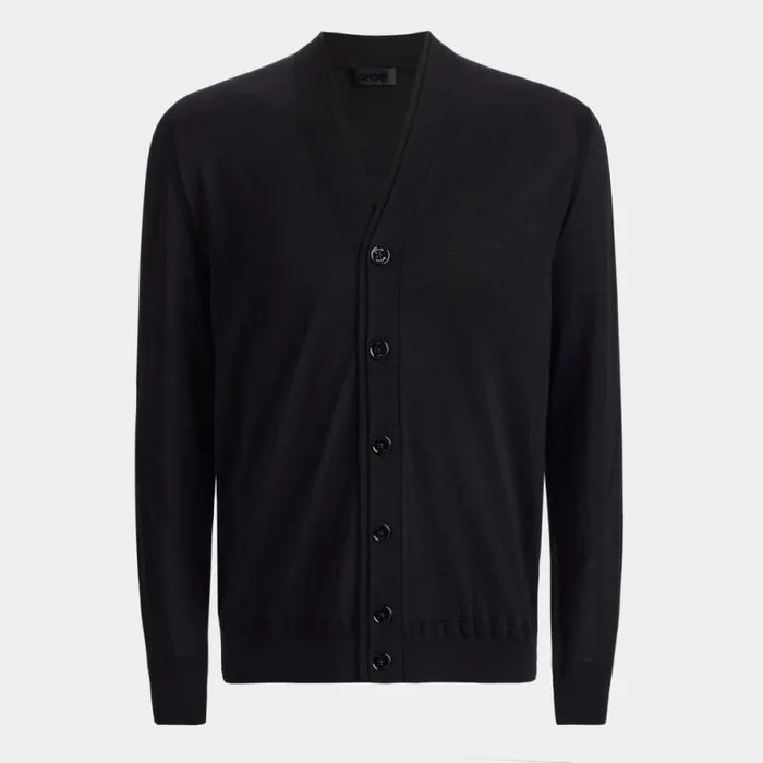 GFORE FINE MERINO WOOL CARDIGAN Onyx Men Ready To Wear GFORE FINE MERINO WOOL CARDIGAN Onyx Men Ready To Wear