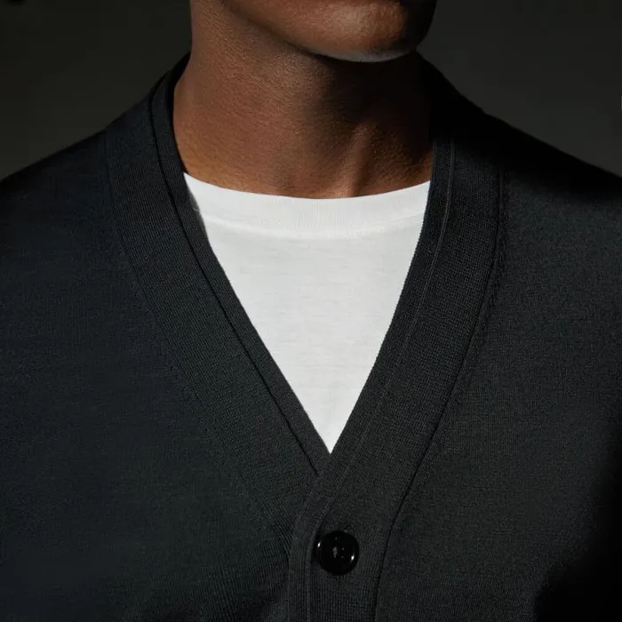 GFORE FINE MERINO WOOL CARDIGAN Onyx Men Ready To Wear GFORE FINE MERINO WOOL CARDIGAN Onyx Men Ready To Wear