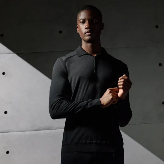 GFORE FINE MERINO WOOL SWEATER POLO Onyx Men Polos