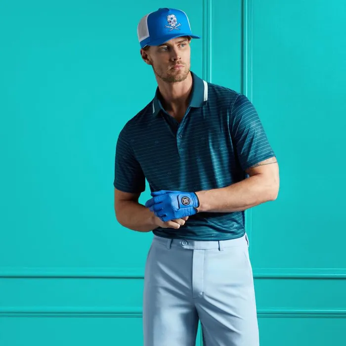 GFORE GFORE SCRIPT STRIPE TECH JERSEY POLO Deep Sea Men Polos GFORE GFORE SCRIPT STRIPE TECH JERSEY POLO Deep Sea Men Polos