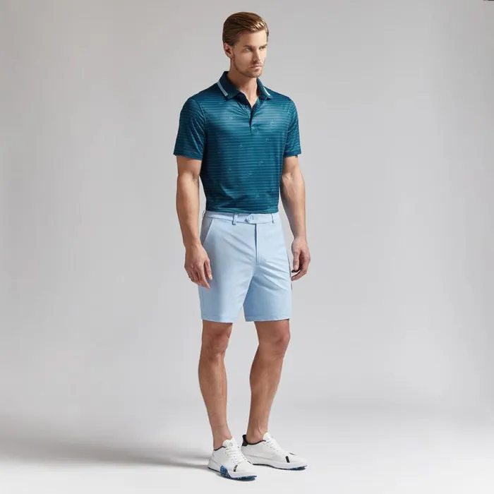 GFORE GFORE SCRIPT STRIPE TECH JERSEY POLO Deep Sea Men Polos GFORE GFORE SCRIPT STRIPE TECH JERSEY POLO Deep Sea Men Polos