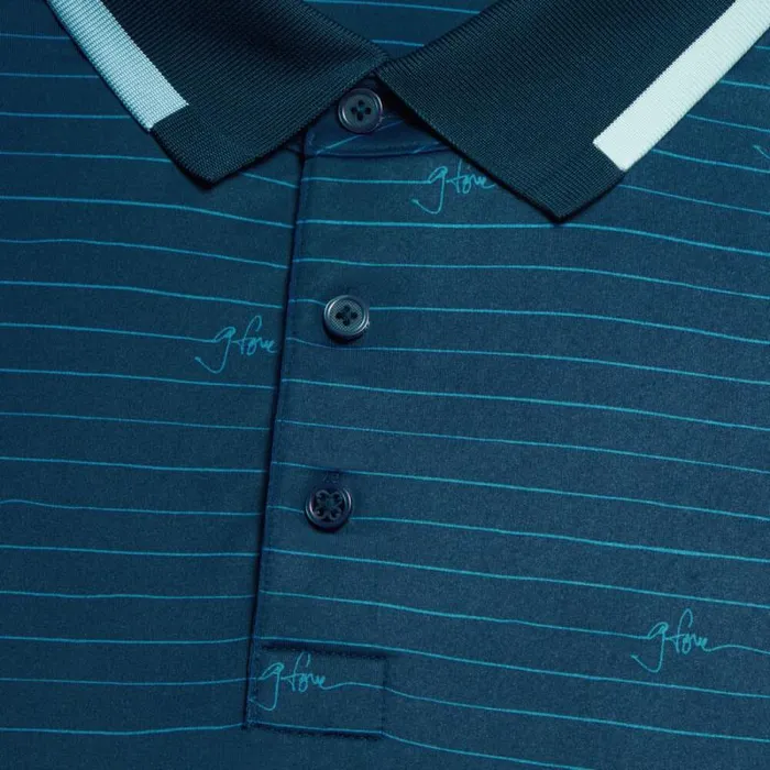 GFORE GFORE SCRIPT STRIPE TECH JERSEY POLO Deep Sea Men Polos GFORE GFORE SCRIPT STRIPE TECH JERSEY POLO Deep Sea Men Polos