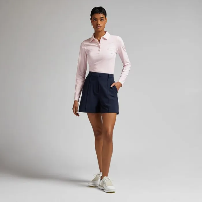 GFORE GARDEN SILKY TECH NYLON LONG SLEEVE POLO Blush Women Polos and Shirts GFORE GARDEN SILKY TECH NYLON LONG SLEEVE POLO Blush Women Polos and Shirts