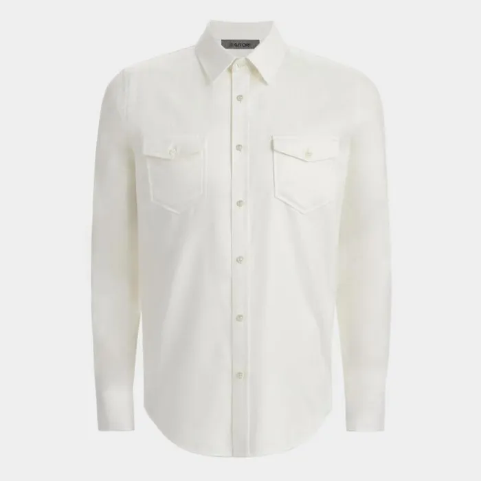 GFORE HERRINGBONE BRUSHED DRESS SHIRT Snow Men Dress Shirts