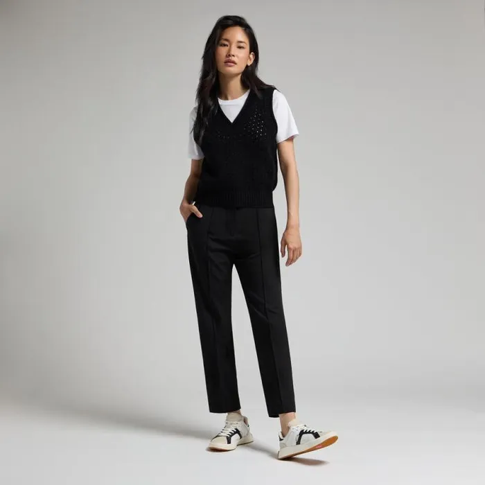GFORE HIGH WAISTED FINE WOOL TWILL TAPERED TROUSER Onyx Women Pants and Shorts GFORE HIGH WAISTED FINE WOOL TWILL TAPERED TROUSER Onyx Women Pants and Shorts
