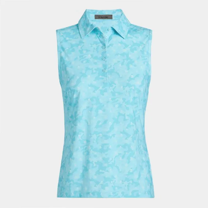 GFORE ICON CAMO SILKY TECH NYLON SLEEVELESS POLO Powder Women Polos and Shirts GFORE ICON CAMO SILKY TECH NYLON SLEEVELESS POLO Powder Women Polos and Shirts