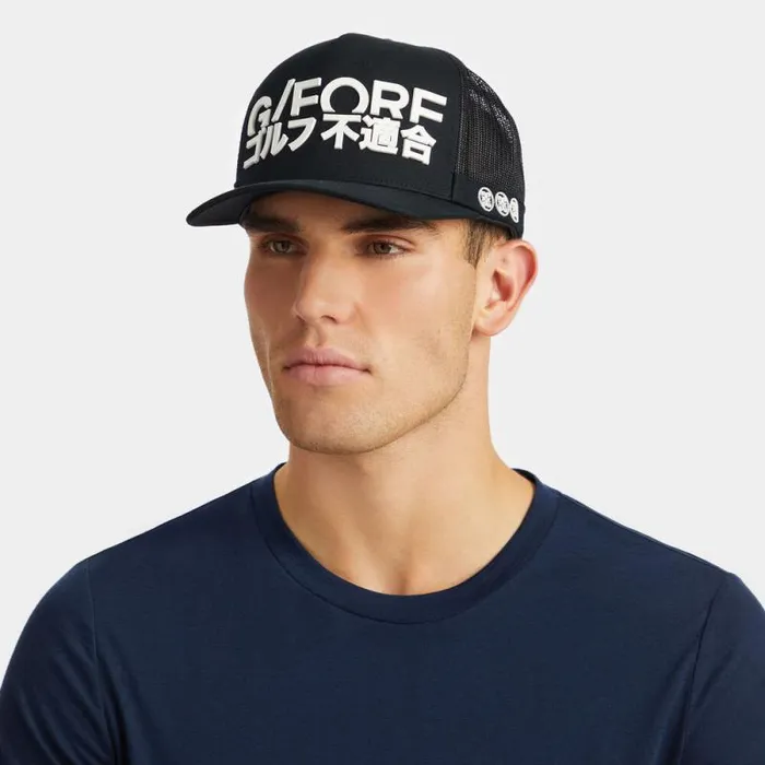 GFORE J4 COTTON TWILL TALL TRUCKER HAT Onyx Men Hats GFORE J4 COTTON TWILL TALL TRUCKER HAT Onyx Men Hats