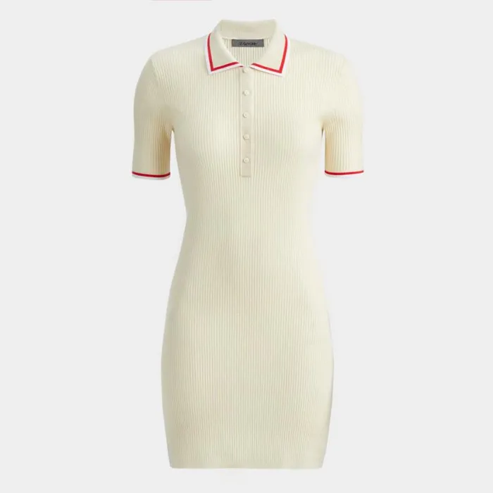 GFORE LIMITED EDITION TIPPED MERINO BLEND RIBBED SWEATER DRESS Winter White Women Skorts and Dresses