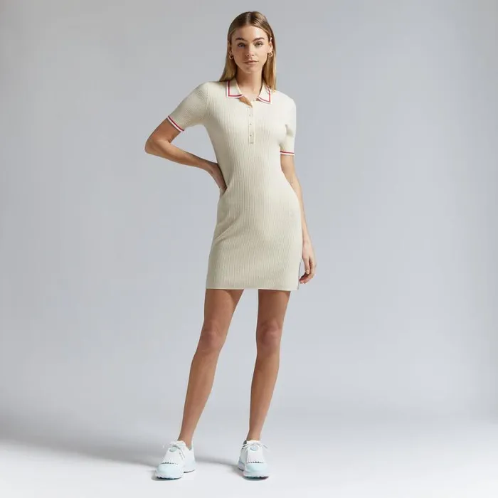 GFORE LIMITED EDITION TIPPED MERINO BLEND RIBBED SWEATER DRESS Winter White Women Skorts and Dresses GFORE LIMITED EDITION TIPPED MERINO BLEND RIBBED SWEATER DRESS Winter White Women Skorts and Dresses