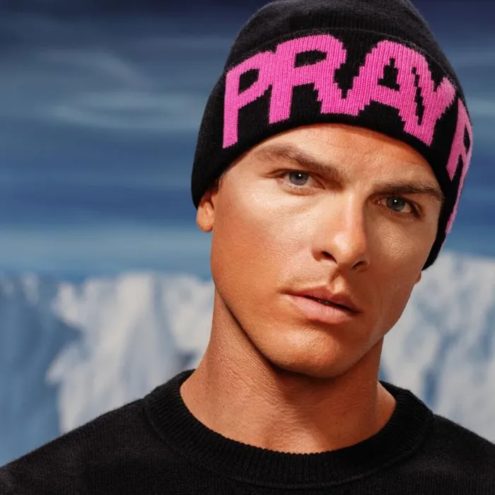 GFORE LTD RELEASE PRAY FOR BIRDIES MERINO WOOL BEANIE Onyx MenWomen Hats