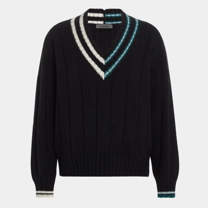 GFORE LTD RELEASE RIBBED CASHMERE CRICKET SWEATER Onyx Women Sweaters