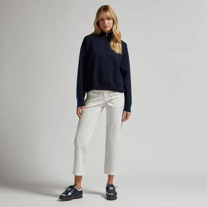 GFORE MERINO WOOL CONTRAST STRIPE QUARTER ZIP SWEATER Twilight Women Sweaters GFORE MERINO WOOL CONTRAST STRIPE QUARTER ZIP SWEATER Twilight Women Sweaters